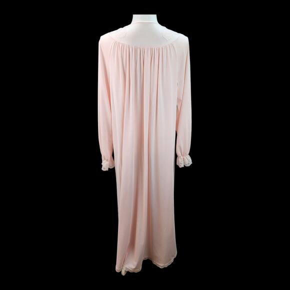 VTG Shadowline Housecoat Women’s Medium Pink Embroidered Full Length Day Robe - Picture 5 of 15
